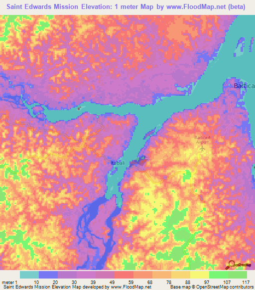 Saint Edwards Mission,Guyana Elevation Map