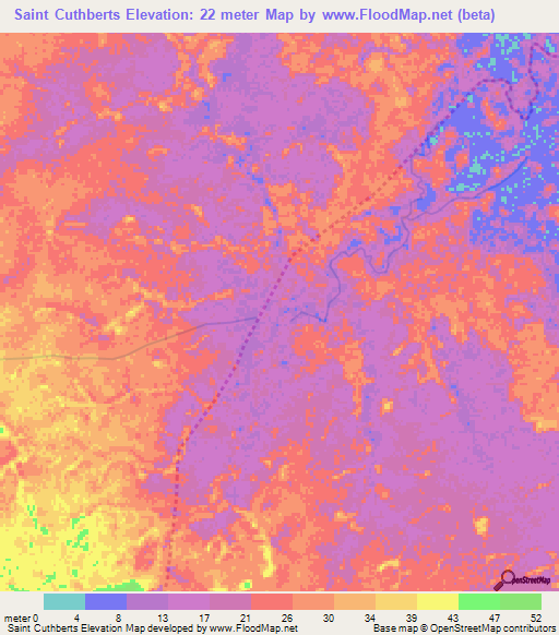 Saint Cuthberts,Guyana Elevation Map