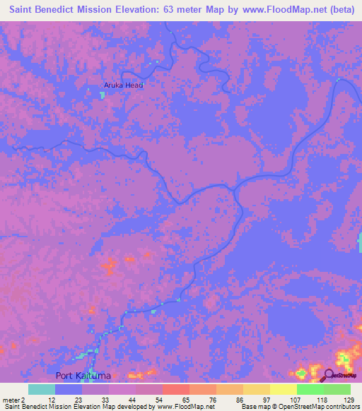 Saint Benedict Mission,Guyana Elevation Map