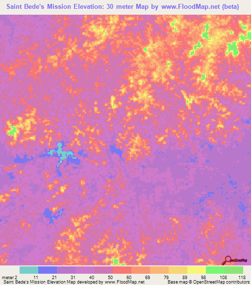 Saint Bede's Mission,Guyana Elevation Map