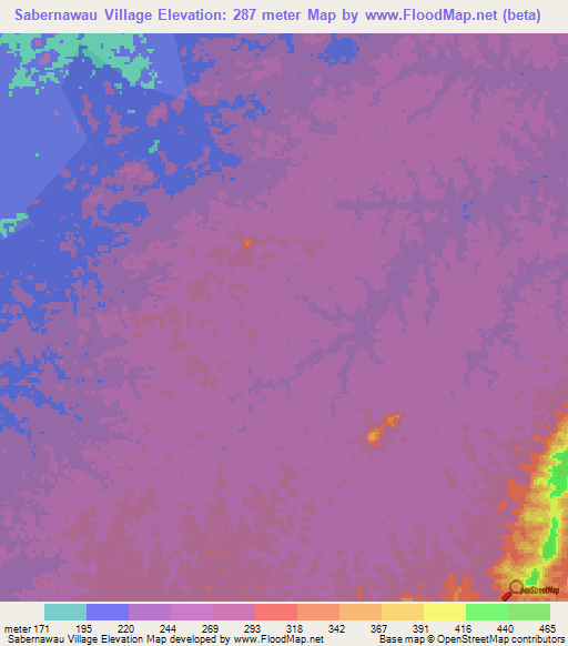 Sabernawau Village,Guyana Elevation Map