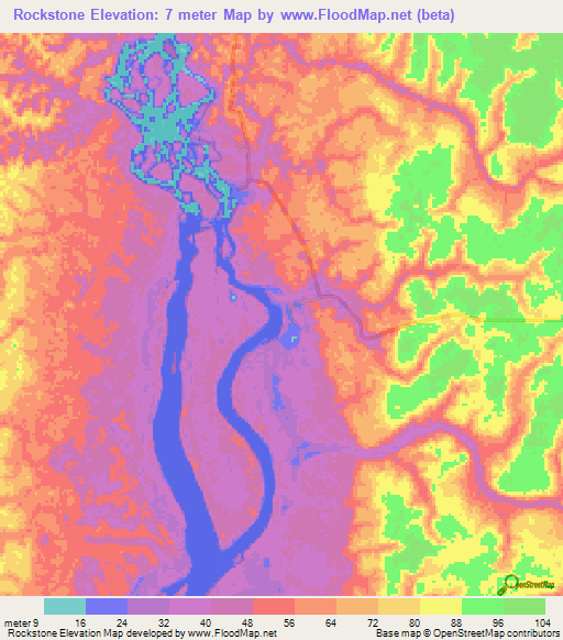 Rockstone,Guyana Elevation Map