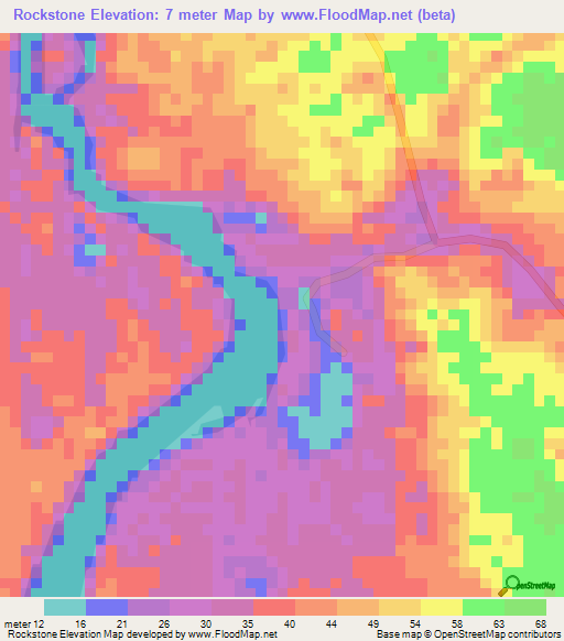 Rockstone,Guyana Elevation Map