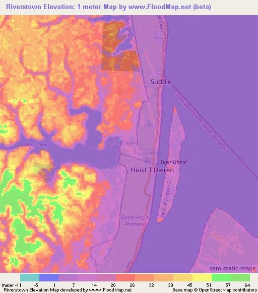 Riverstown,Guyana Elevation Map