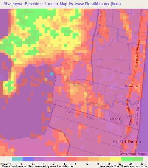 Riverstown,Guyana Elevation Map