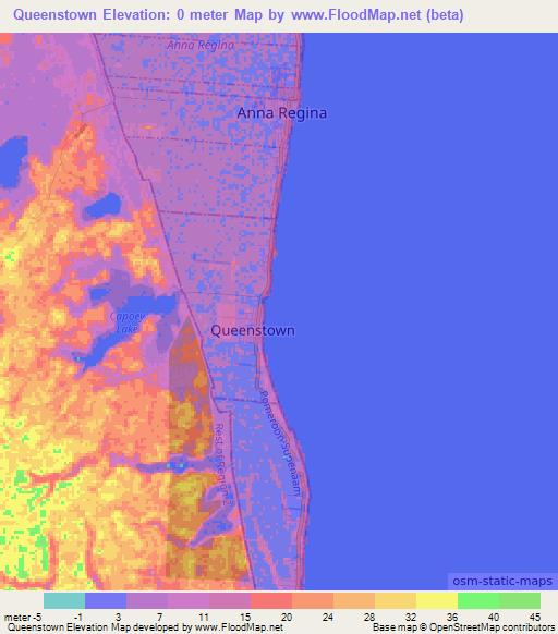 Queenstown,Guyana Elevation Map