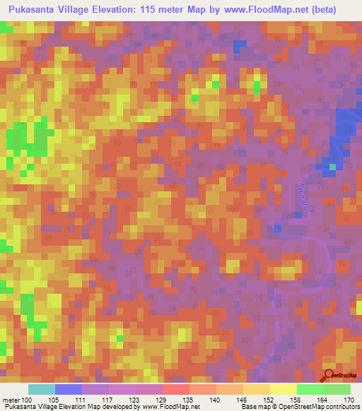 Pukasanta Village,Guyana Elevation Map