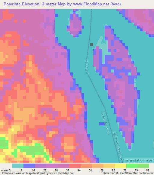 Poterima,Guyana Elevation Map