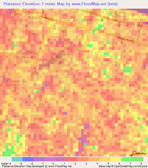 Plaisance,Guyana Elevation Map