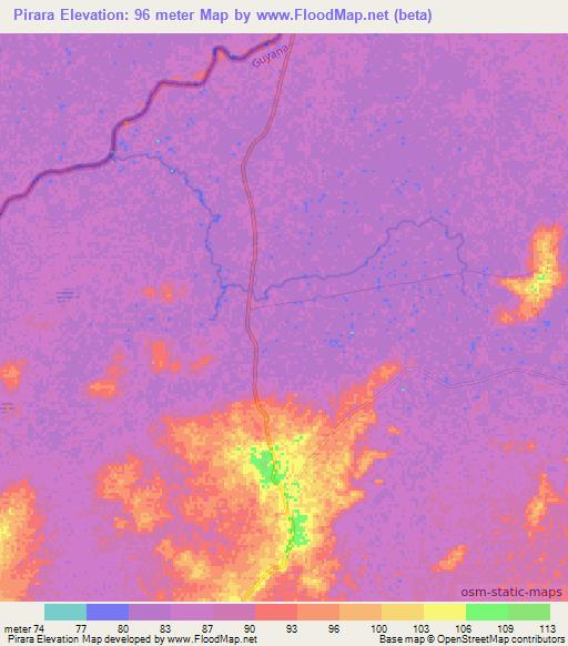 Pirara,Guyana Elevation Map