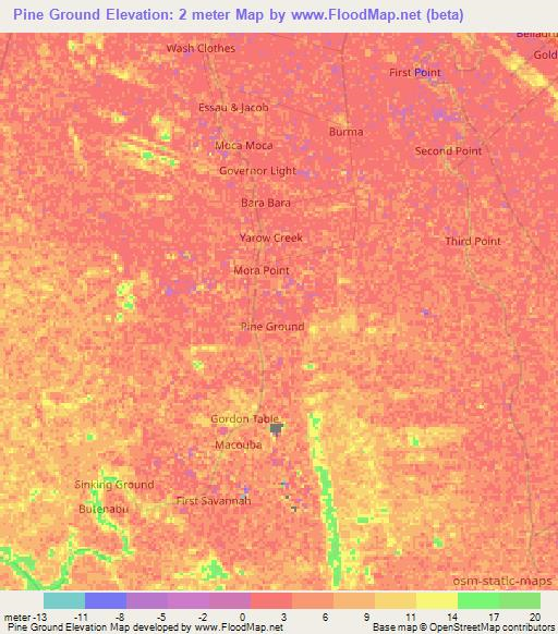 Pine Ground,Guyana Elevation Map