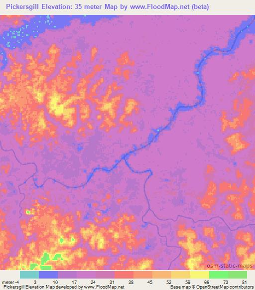 Pickersgill,Guyana Elevation Map