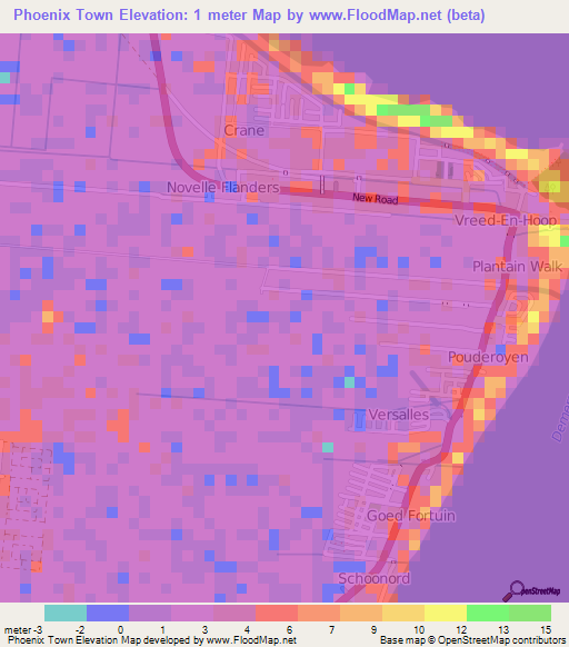 Phoenix Town,Guyana Elevation Map