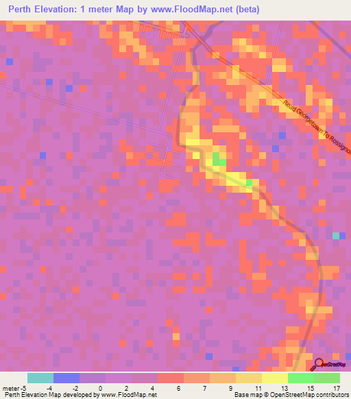 Perth,Guyana Elevation Map