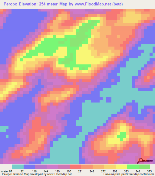 Peropo,Guyana Elevation Map