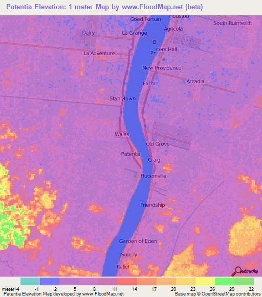 Patentia,Guyana Elevation Map