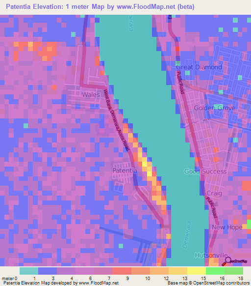 Patentia,Guyana Elevation Map