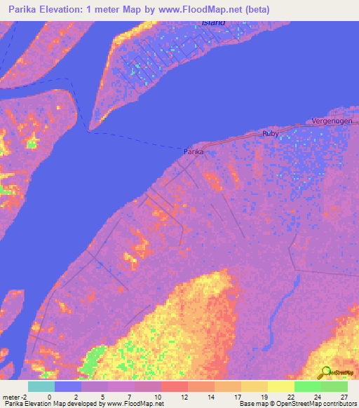 Parika,Guyana Elevation Map