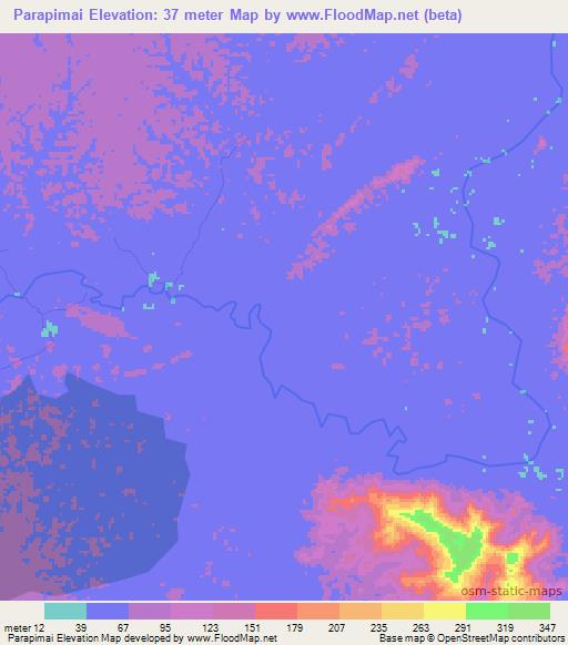 Parapimai,Guyana Elevation Map