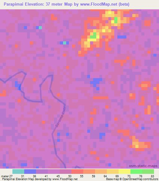 Parapimai,Guyana Elevation Map