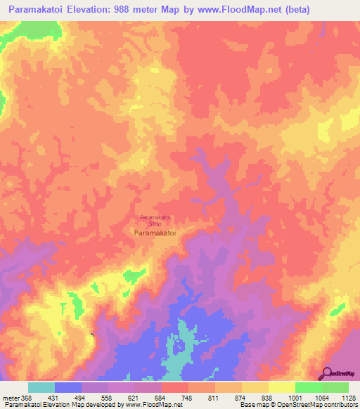 Paramakatoi,Guyana Elevation Map