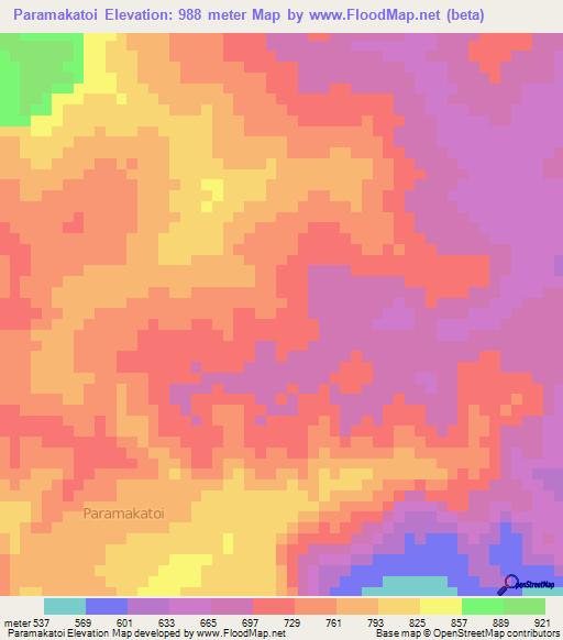 Paramakatoi,Guyana Elevation Map