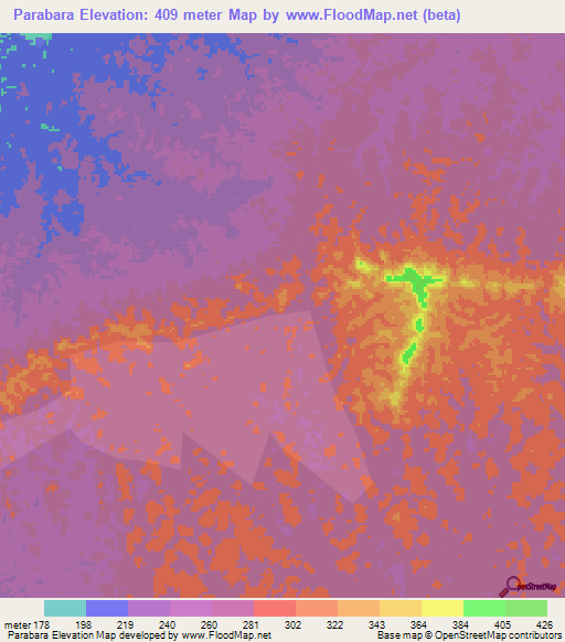 Parabara,Guyana Elevation Map