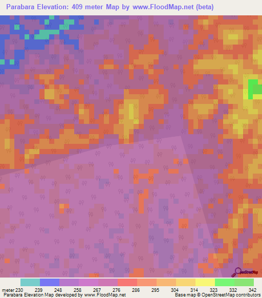 Parabara,Guyana Elevation Map