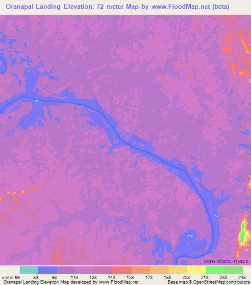 Oranapai Landing,Guyana Elevation Map