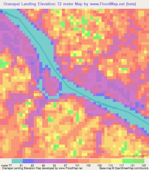 Oranapai Landing,Guyana Elevation Map