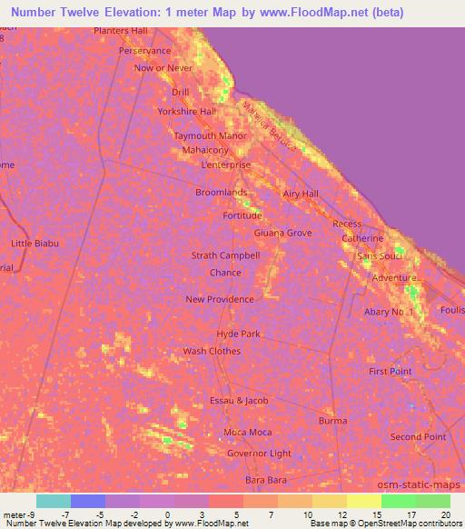 Number Twelve,Guyana Elevation Map