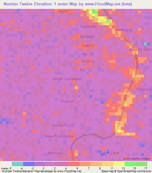 Number Twelve,Guyana Elevation Map