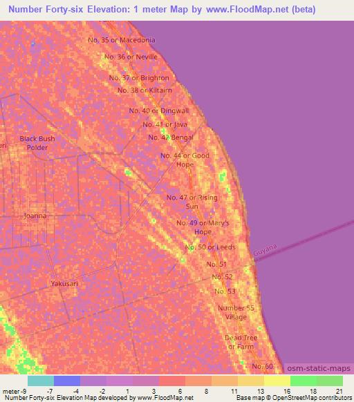 Number Forty-six,Guyana Elevation Map