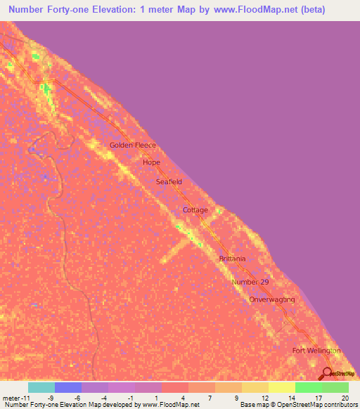 Number Forty-one,Guyana Elevation Map