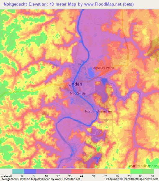 Noitgedacht,Guyana Elevation Map