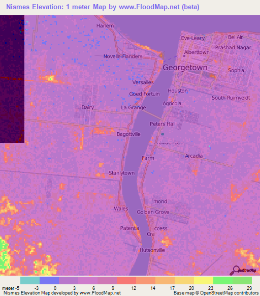 Nismes,Guyana Elevation Map