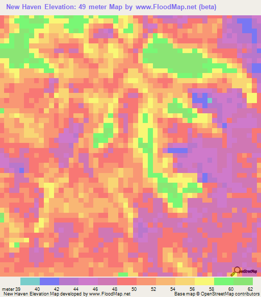 New Haven,Guyana Elevation Map