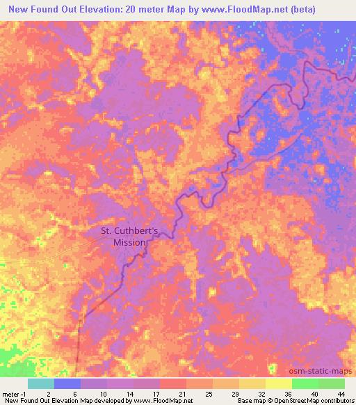 New Found Out,Guyana Elevation Map