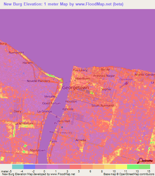 New Burg,Guyana Elevation Map