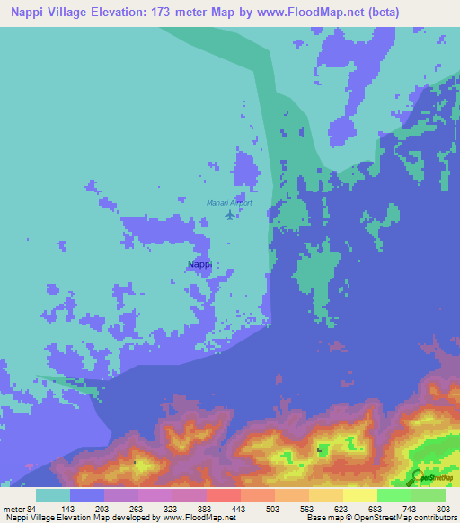 Nappi Village,Guyana Elevation Map