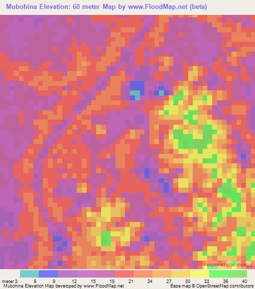 Mubohina,Guyana Elevation Map