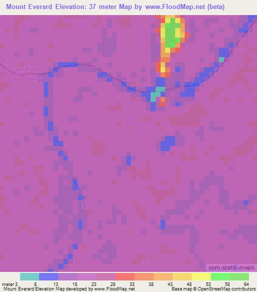 Mount Everard,Guyana Elevation Map