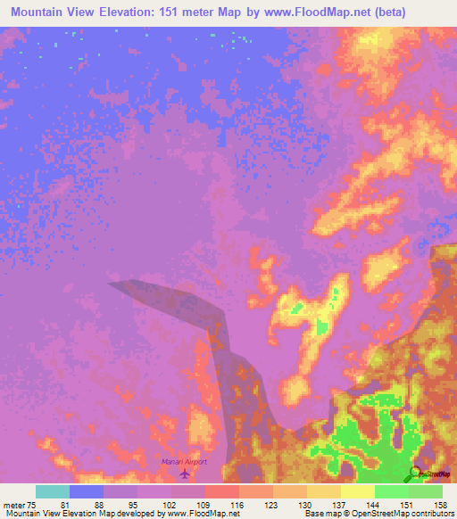 Mountain View,Guyana Elevation Map