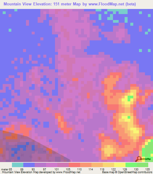 Mountain View,Guyana Elevation Map