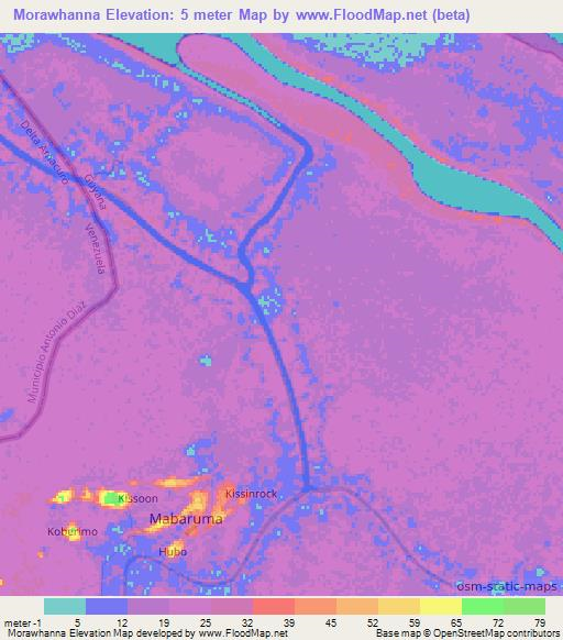 Morawhanna,Guyana Elevation Map