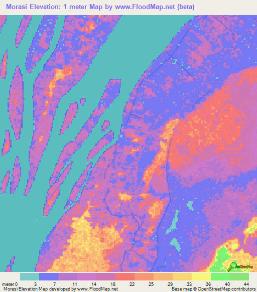 Morasi,Guyana Elevation Map