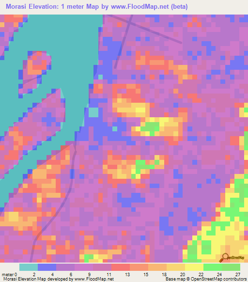 Morasi,Guyana Elevation Map