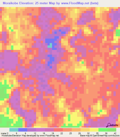 Moraikobe,Guyana Elevation Map