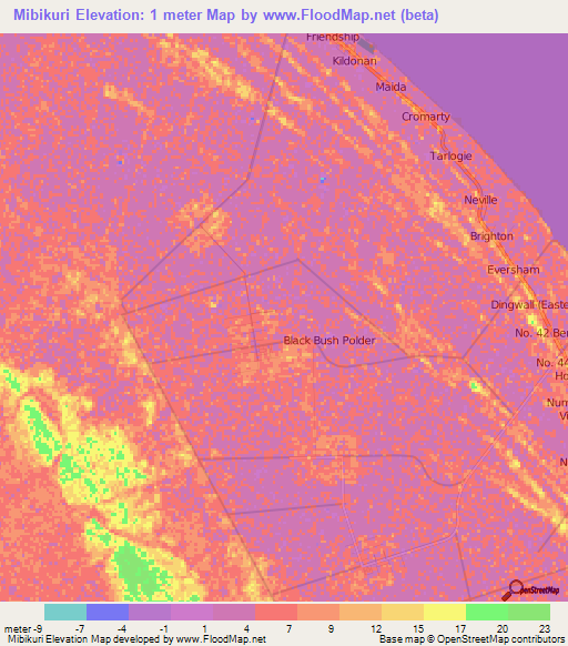 Mibikuri,Guyana Elevation Map