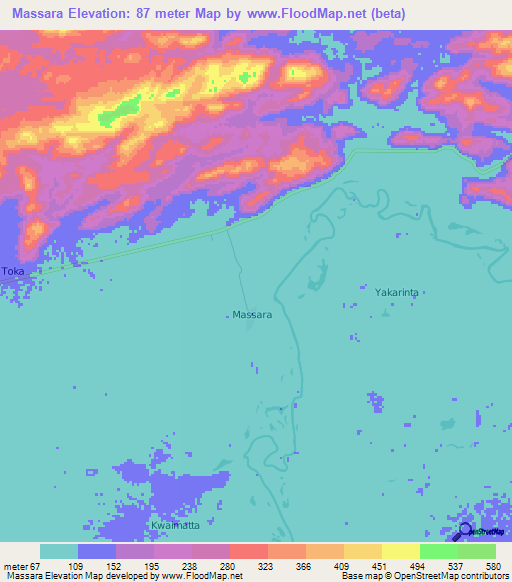 Massara,Guyana Elevation Map